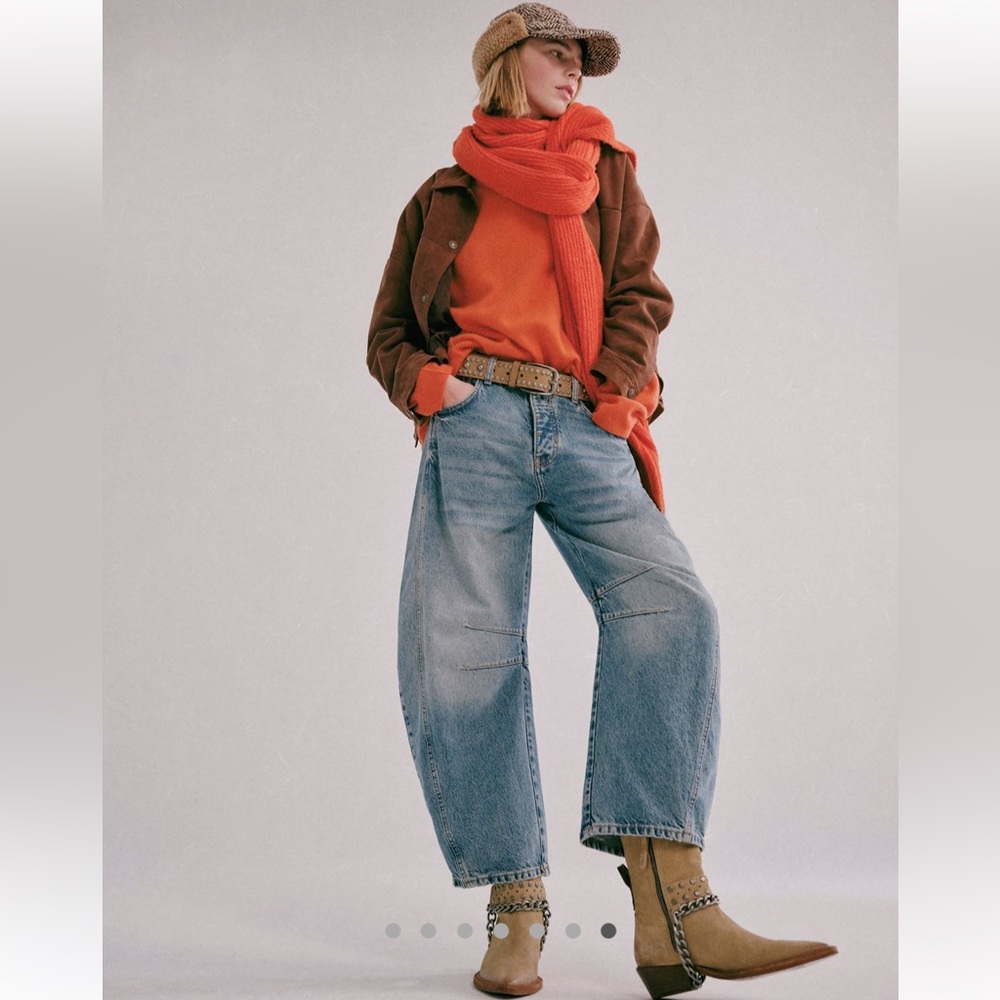 Free People Mid Rise Barrel Jeans